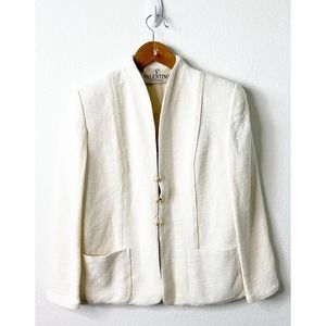 Valentino Vintage Cream Textured Blazer Jacket Womens Size 10